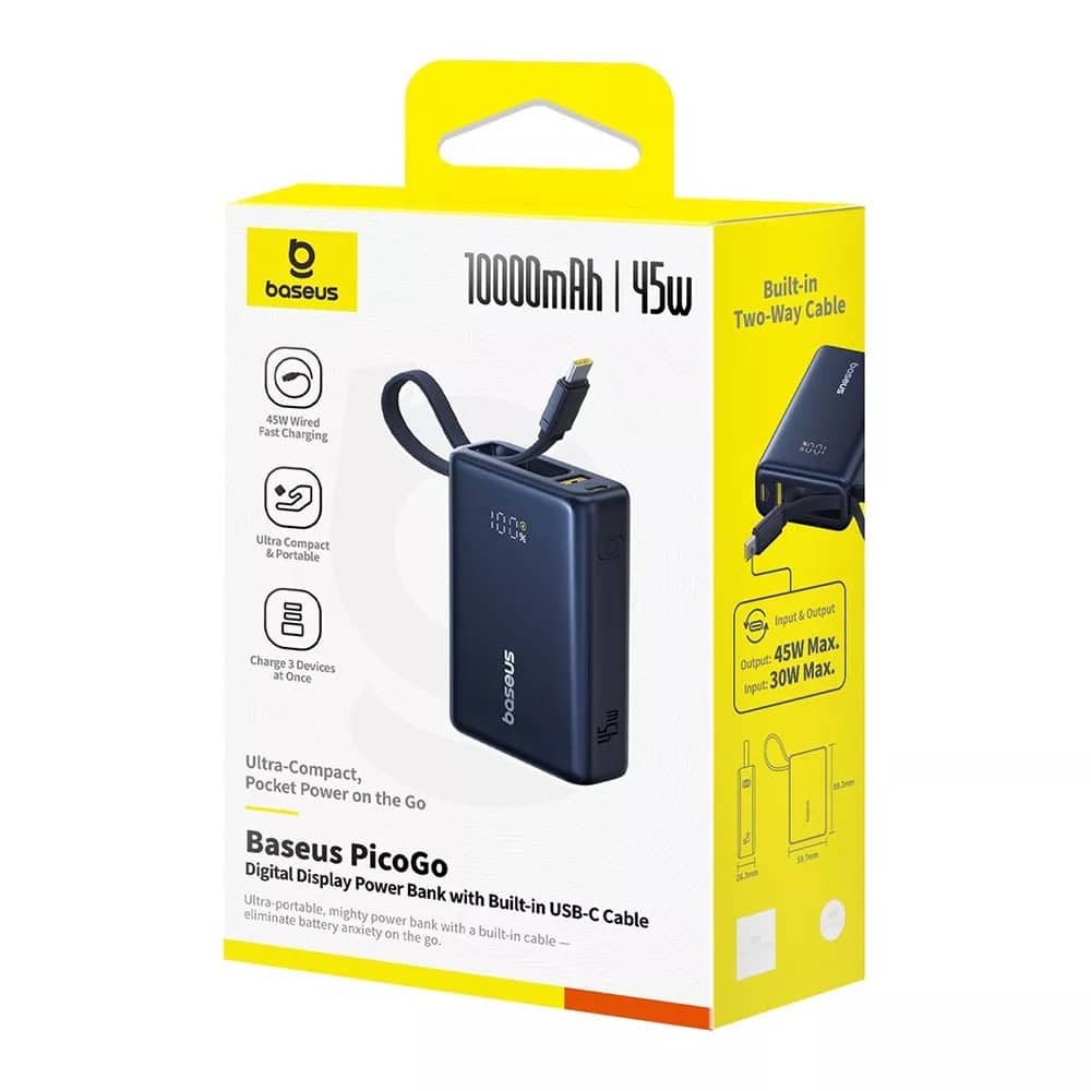 baseus picogo 45w 10000mah черен