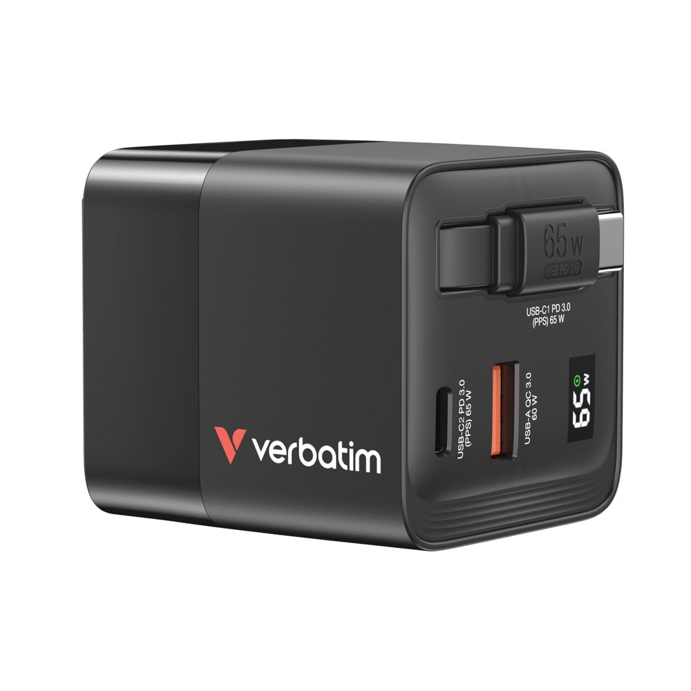Verbatim GaN Wall Charger 65W 2 Port 32217