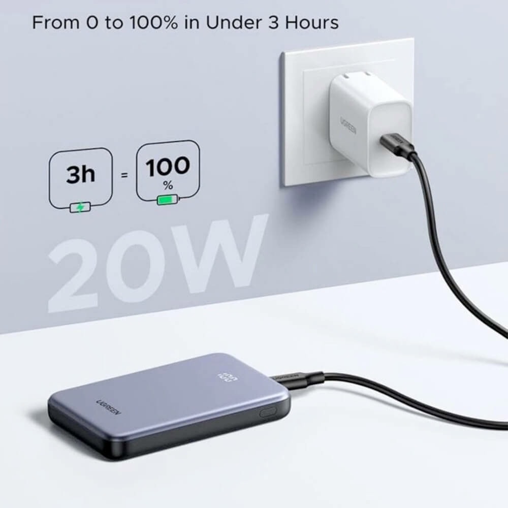 ugreen two way power bank 10000 mah 22.5w сив