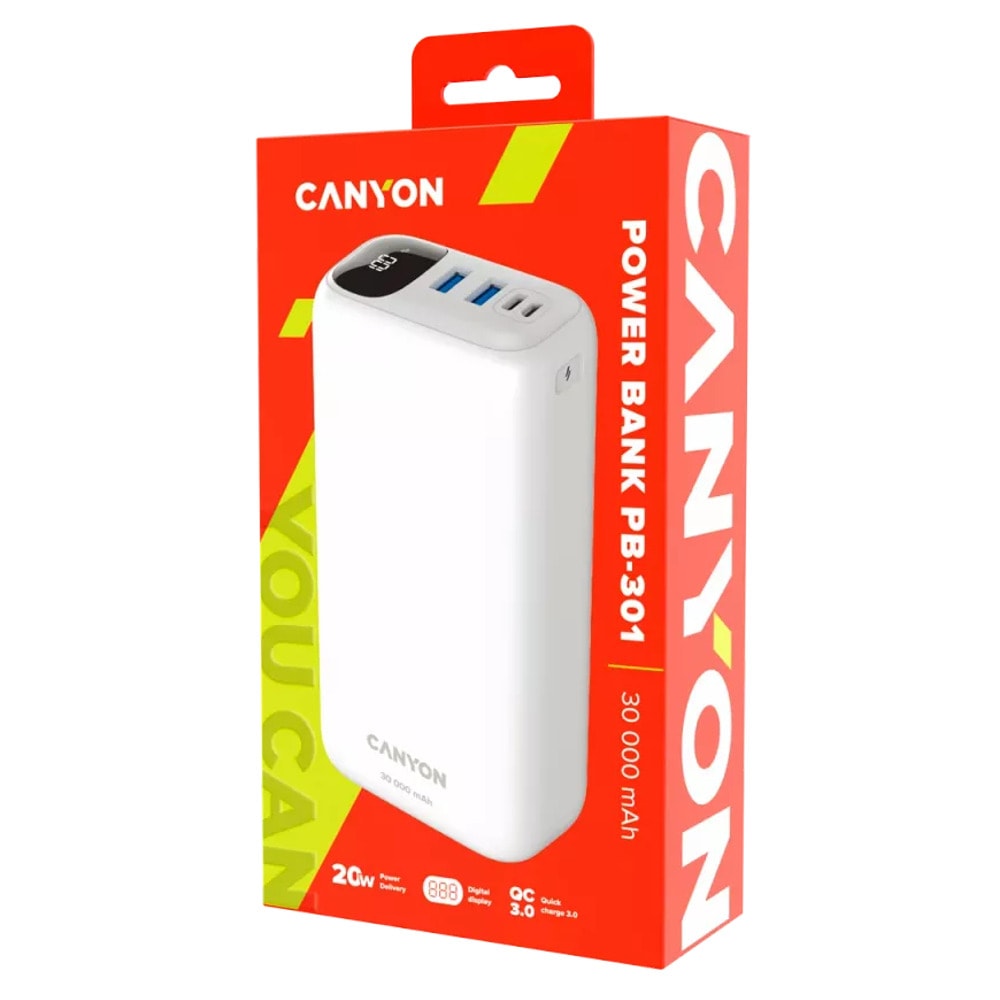 Външна батерия Canyon PB-301 White