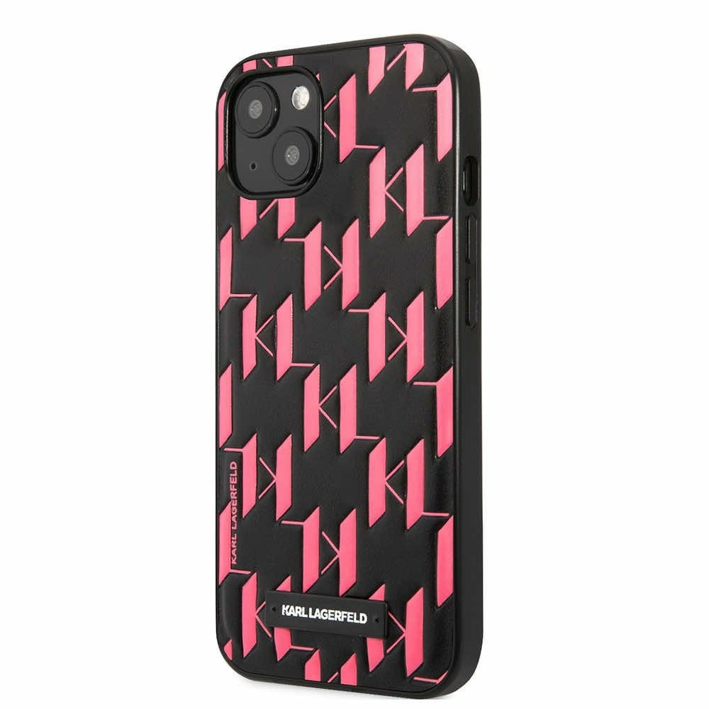 Monogram Plaque Case за iPhone 13 черен