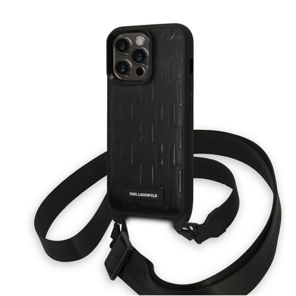 Monogram Crossbody за iPhone 14 Prо черен