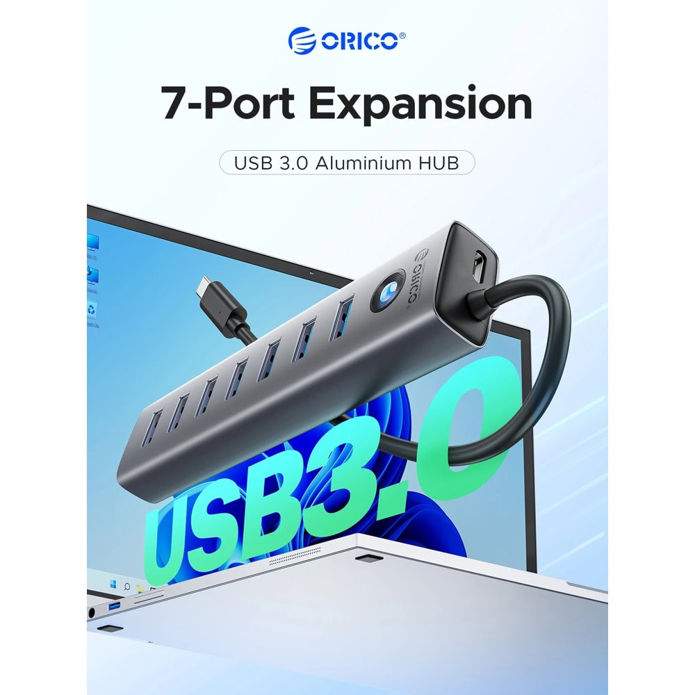 usb хъб orico cl7u-u3-10-gy-bp