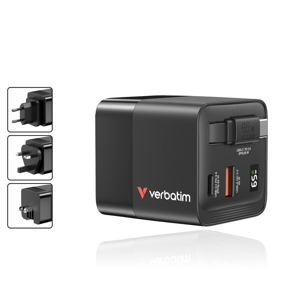 Verbatim GaN Wall Charger 65W 2 Port 32217