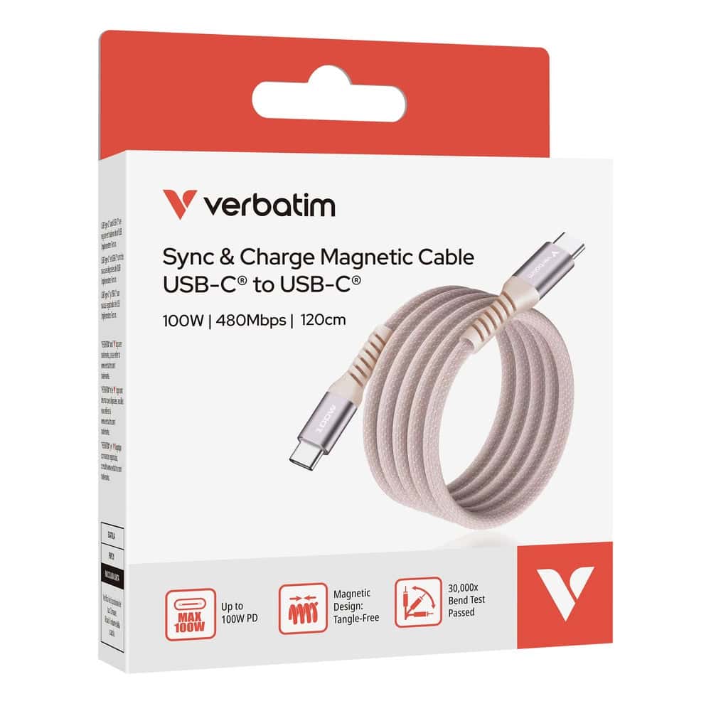 Кабел Verbatim Sync 1.2m 100W розов