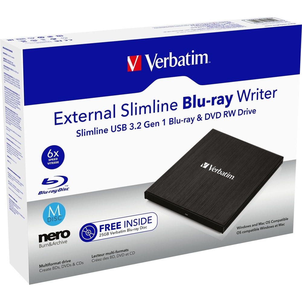 Verbatim External Slimline Blu-ray USB 3.0 43890