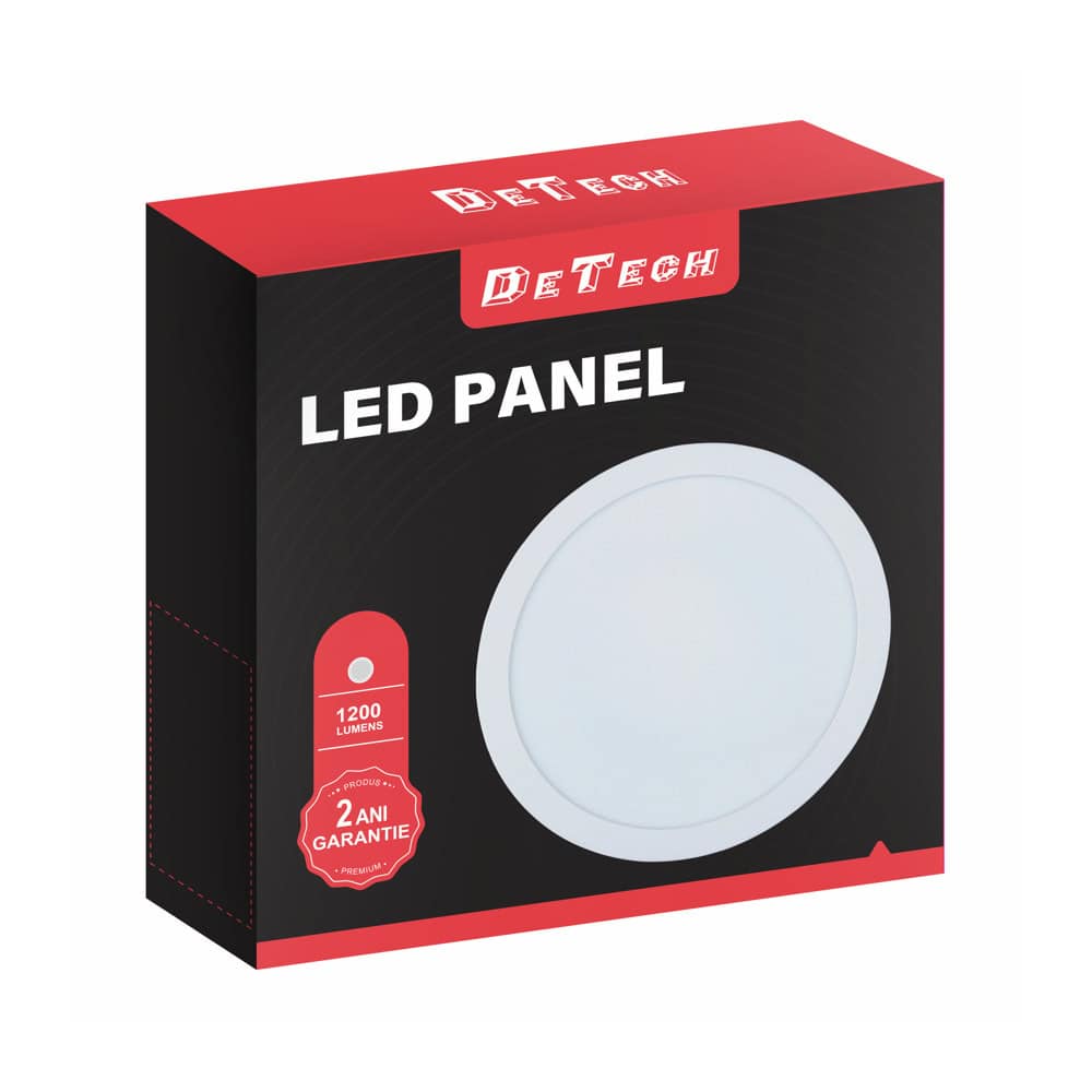 led панел за вграждане detech 12w 4000k кръг 77012