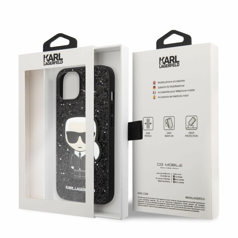 Glitter Flakes Ikonik за iPhone 14 черен