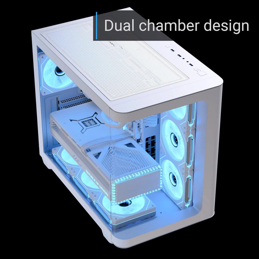 Кутия AeroCool P500C-G-WT-v1 бяла