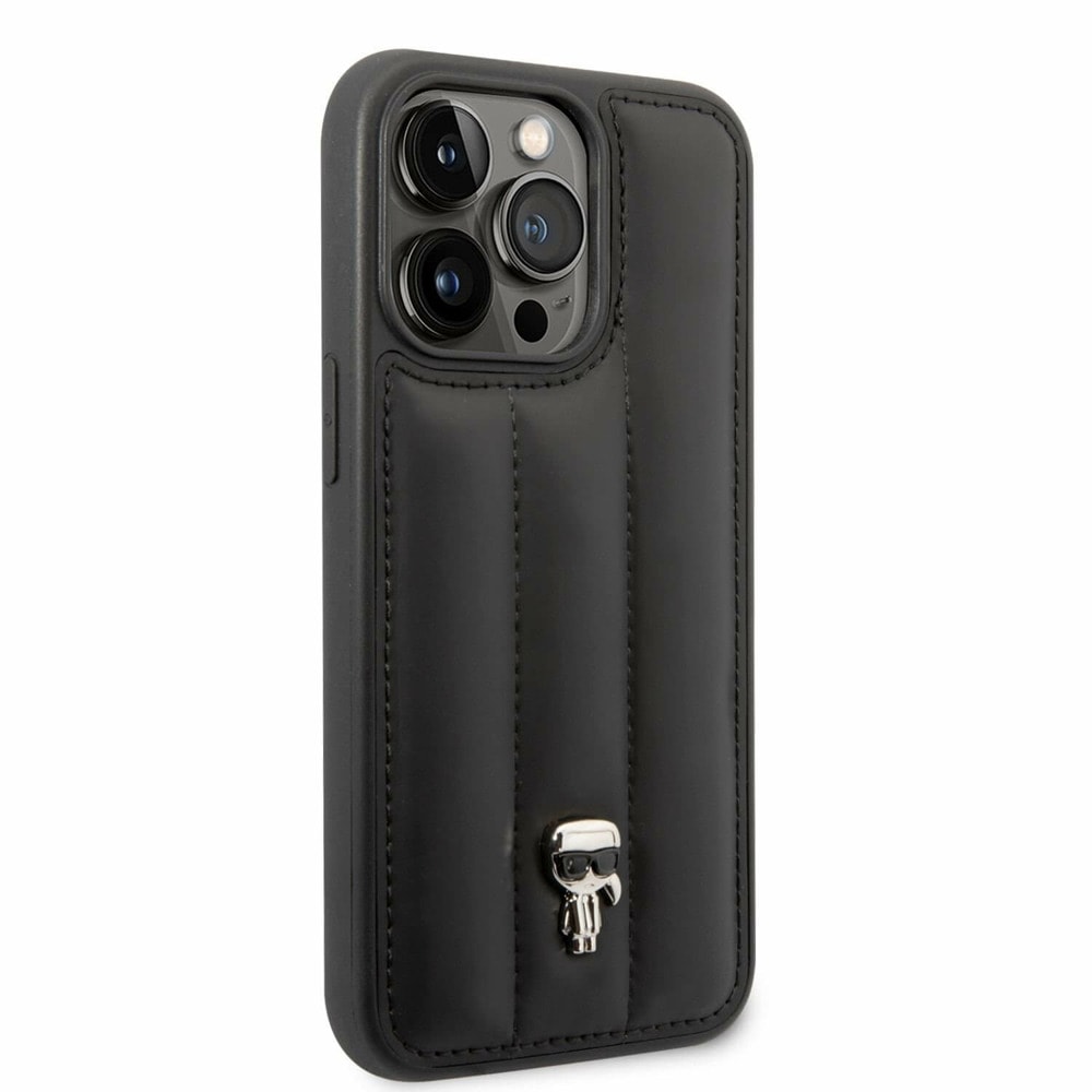 Quilted Puffy Ikonik Logo за iPhone 14 Pro черен