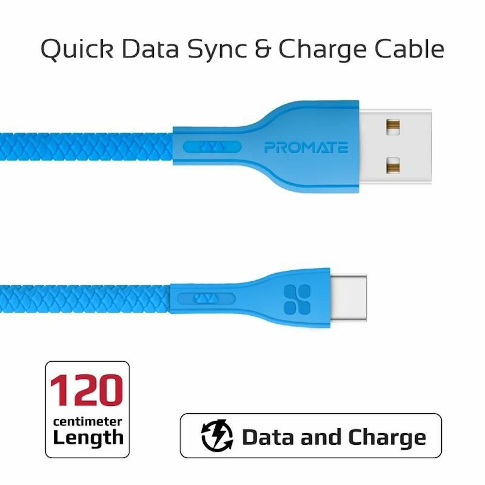 кабел promate usb a м to usb c м 1.2m white