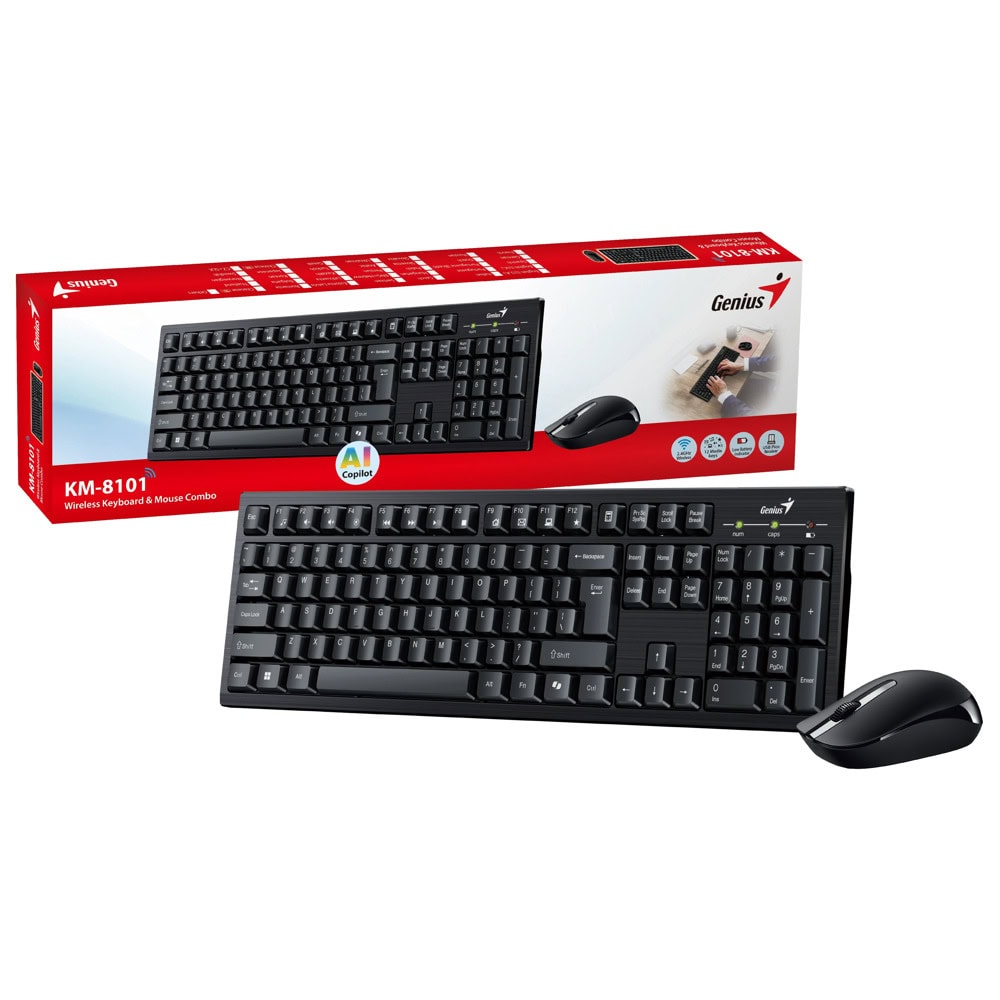 Комплект клавиатура и мишка Genius KM-8101-BLK