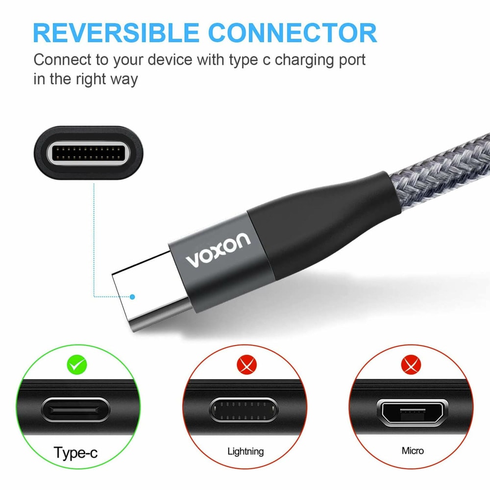 Кабел Voxon USB A м to USB C м 3pcs grey