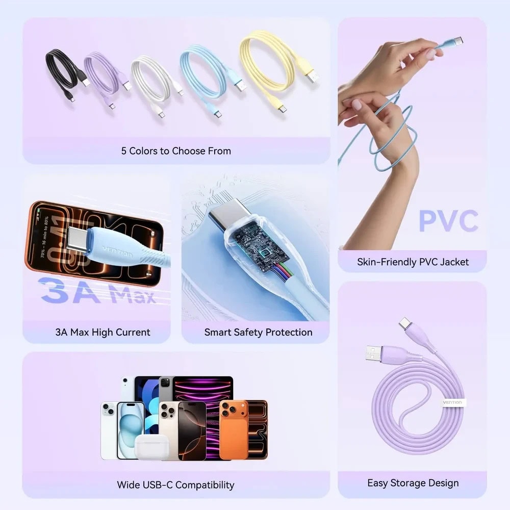 кабел vention ctwwc usb a m to usb-c m 0.25m | JAR Computers кабел vention ctwwc usb a m to usb-c m 0.25m