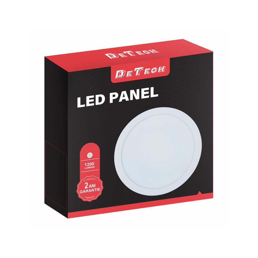 led панел за вграждане detech 12w 6500k кръг 77013