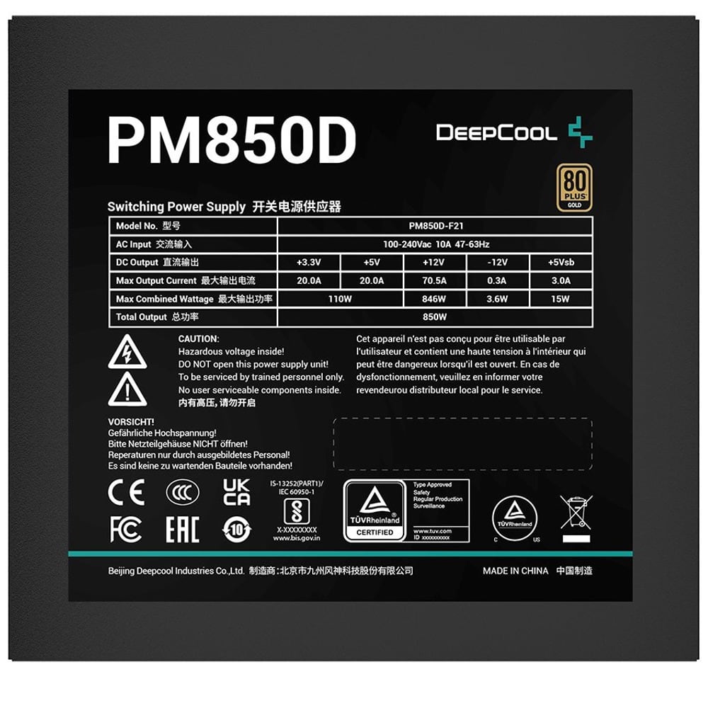 DeepCool 80+ Gold PM850D R-PM850D-FA0B-US