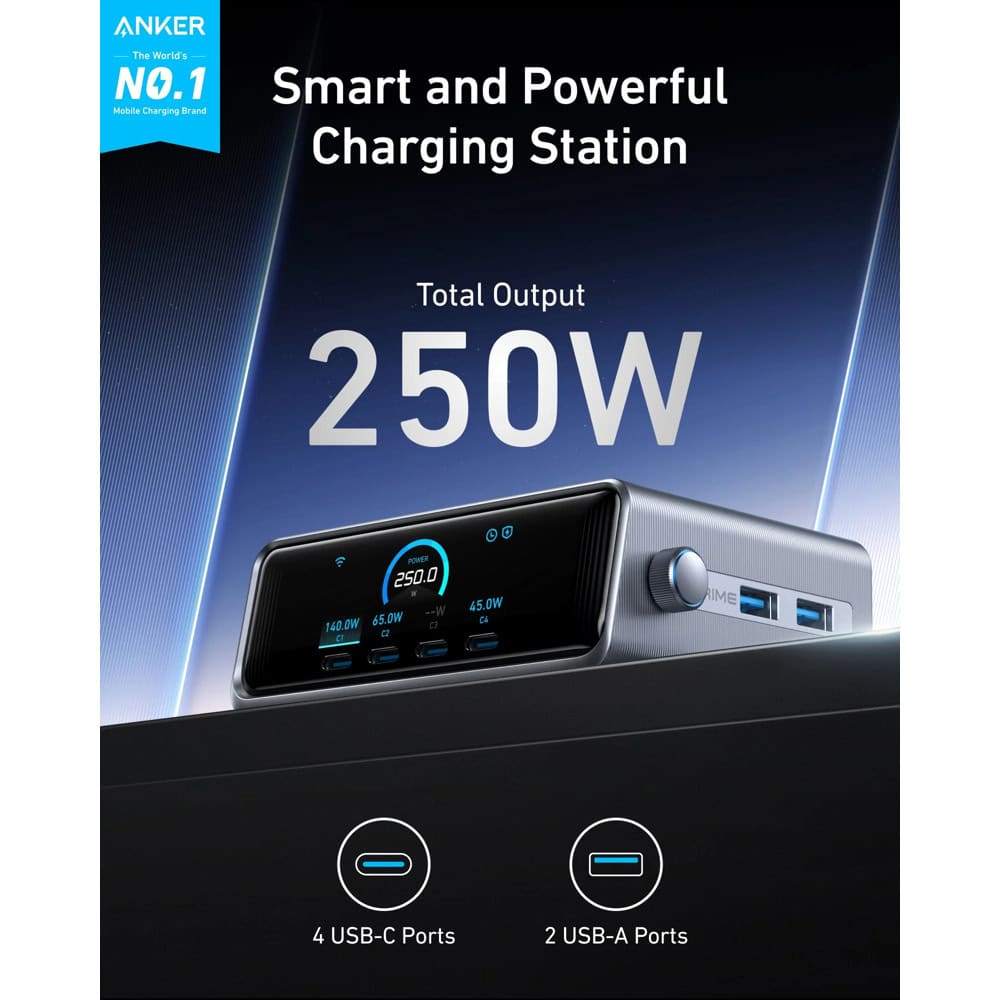 Anker Prime Charger 250W Silver A2345341 | JAR Computers Anker Prime Charger 250W Silver A2345341