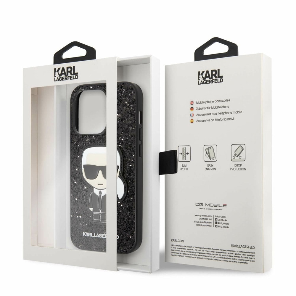 Glitter Flakes Ikonik за iPhone 14 Pro черен