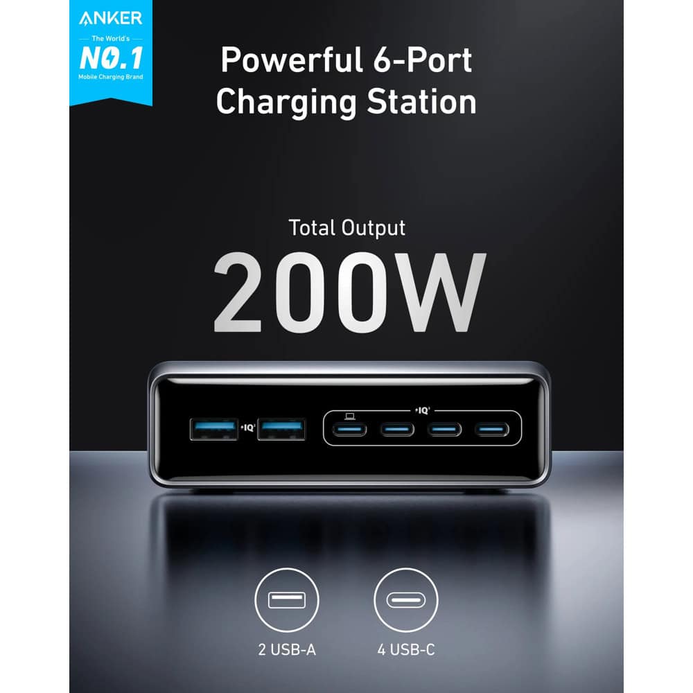 Anker Prime Charger 200W Silver | JAR Computers Anker Prime Charger 200W Silver