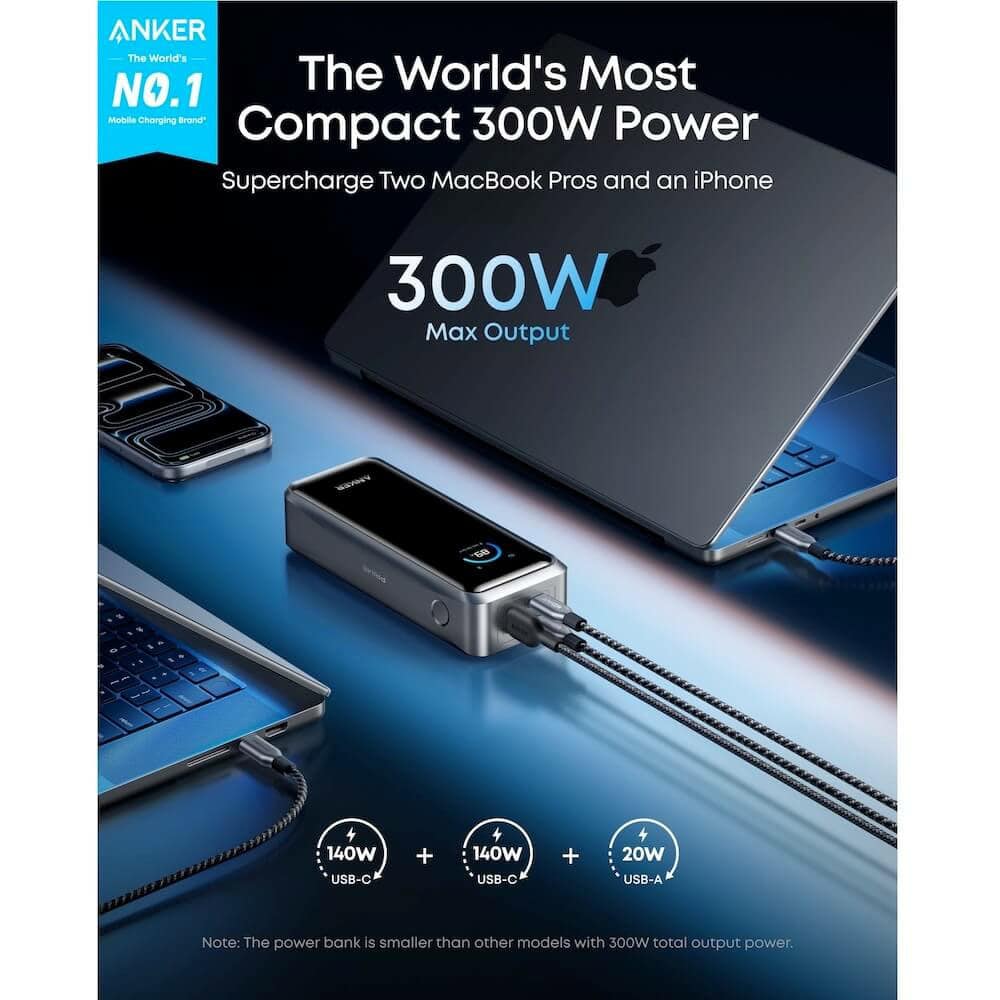 anker prime power bank 26250 mah 300w тъмносив