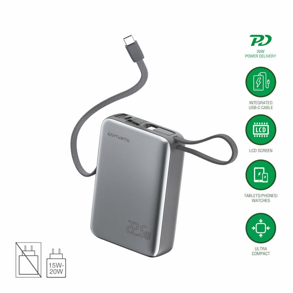 4smarts pocket dual cord 20000mah сив