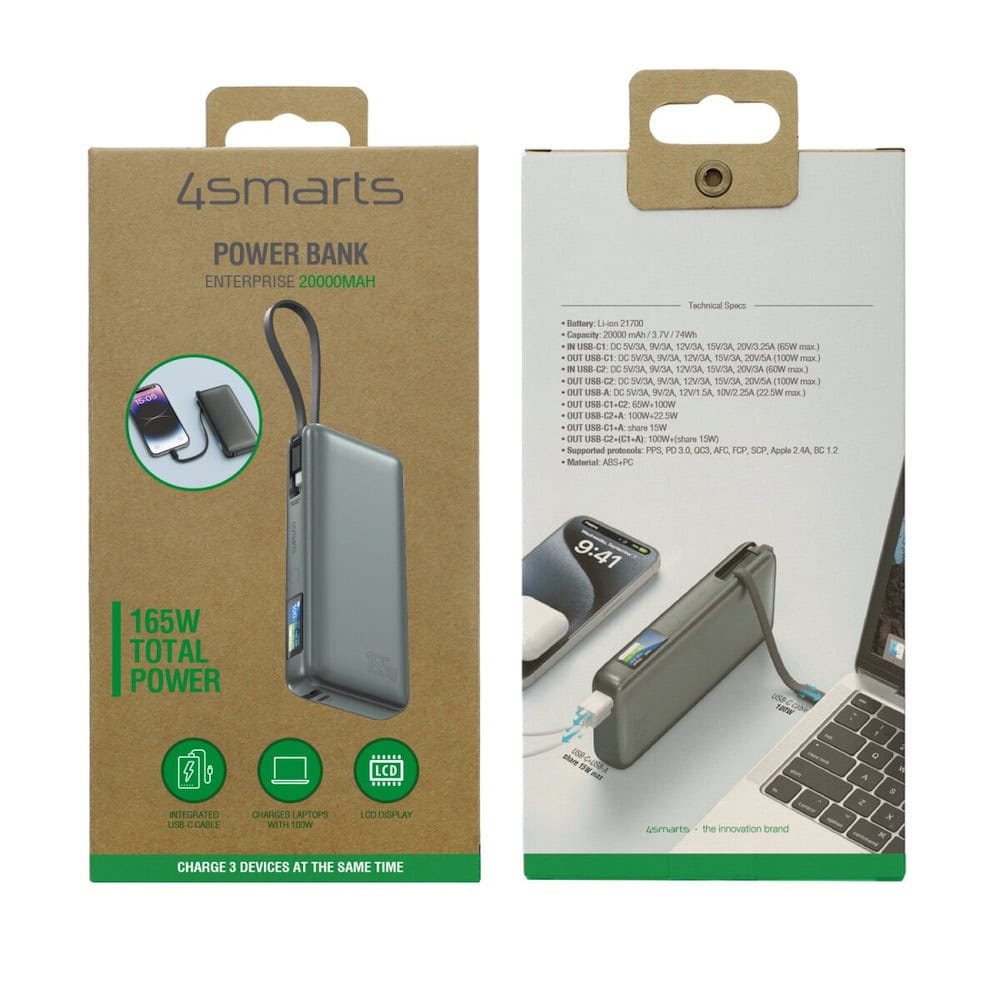 4smarts power bank enterprise 20000mah тъмносив