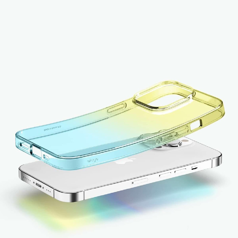 Aurora Silicone Case за iPhone 14 Pro жълт-син