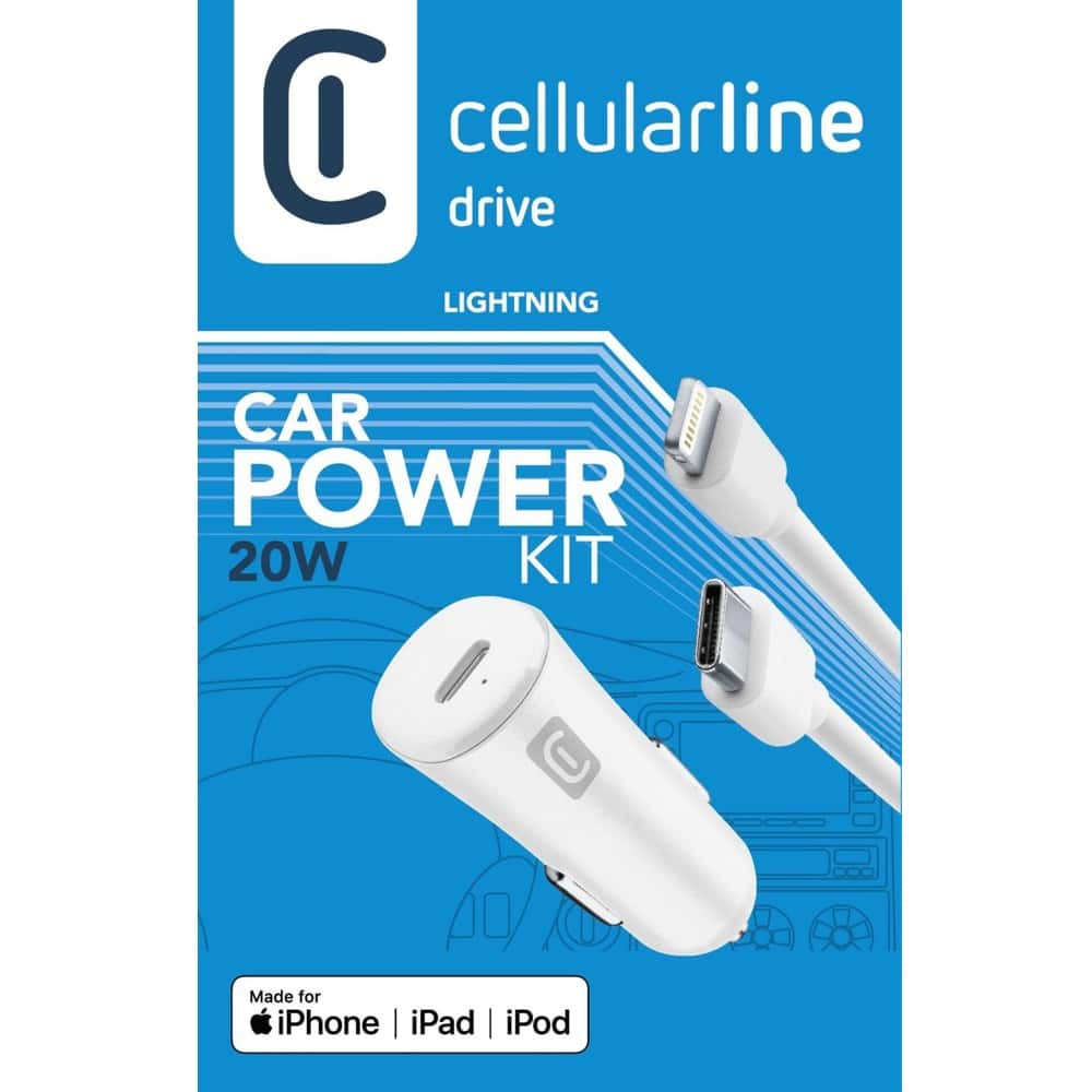 Cellularline Car Charger Kit CBRIPHKITC2LMFI20W
