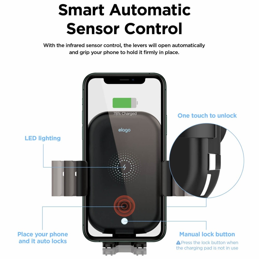 Elago Wireless Car Charger with Auto Clamping