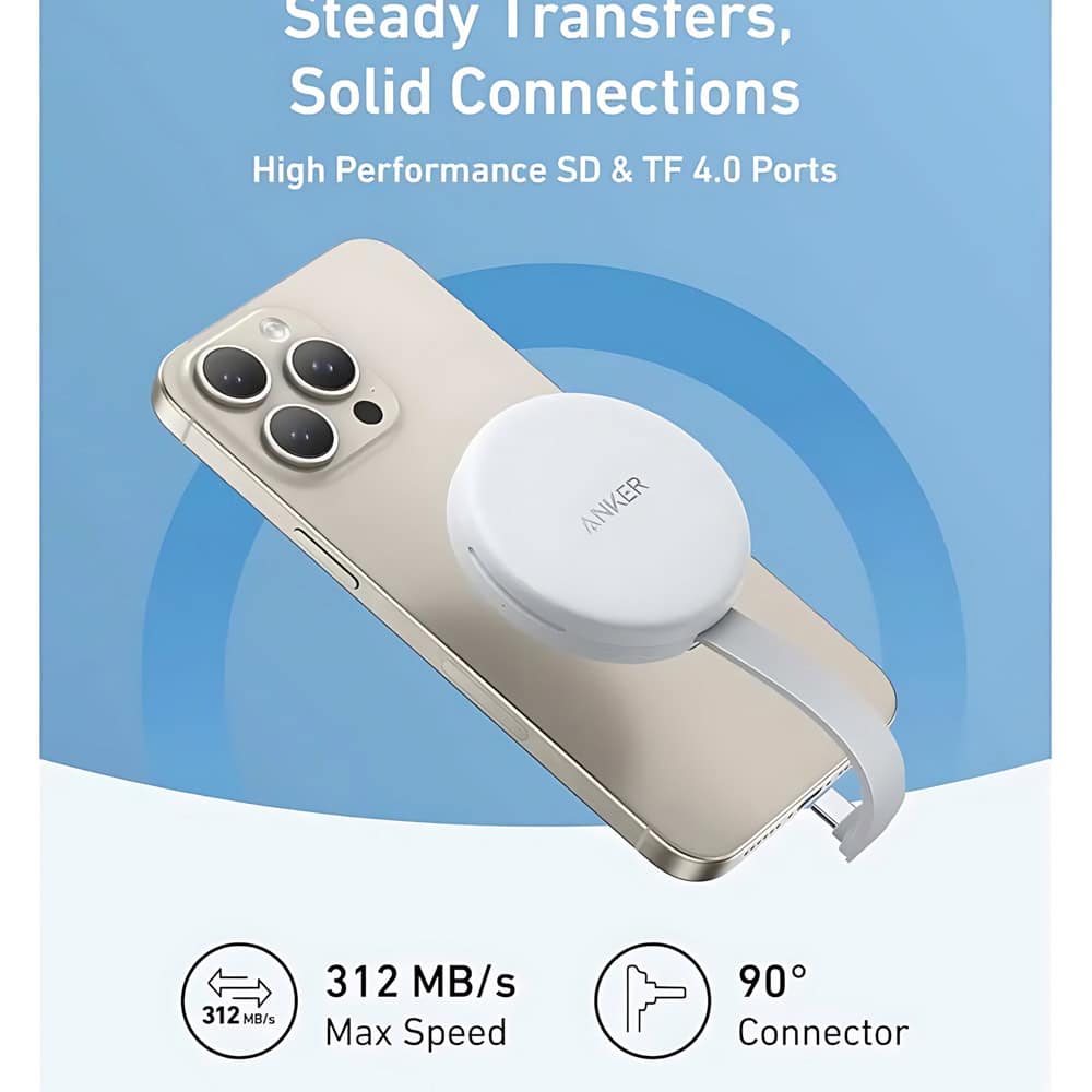 Anker MagGo USB-C Card Reader White