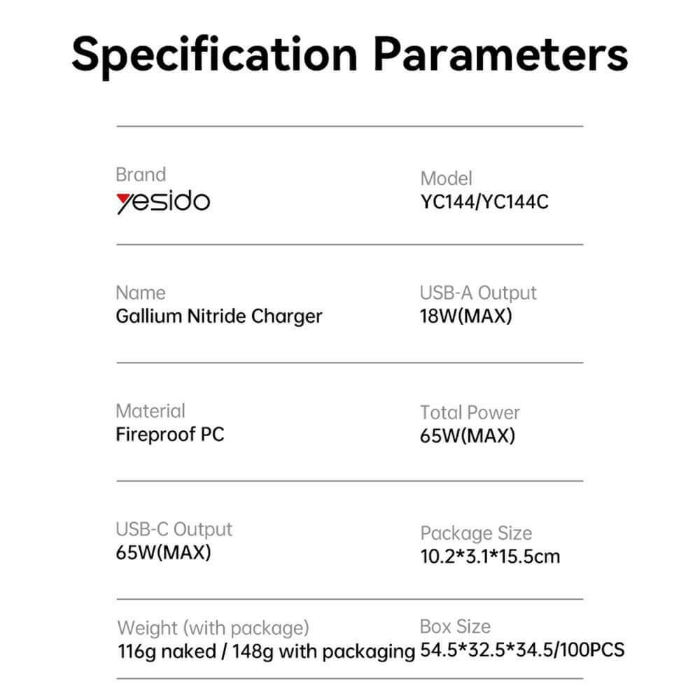 yesido yc144 gan 65w черен