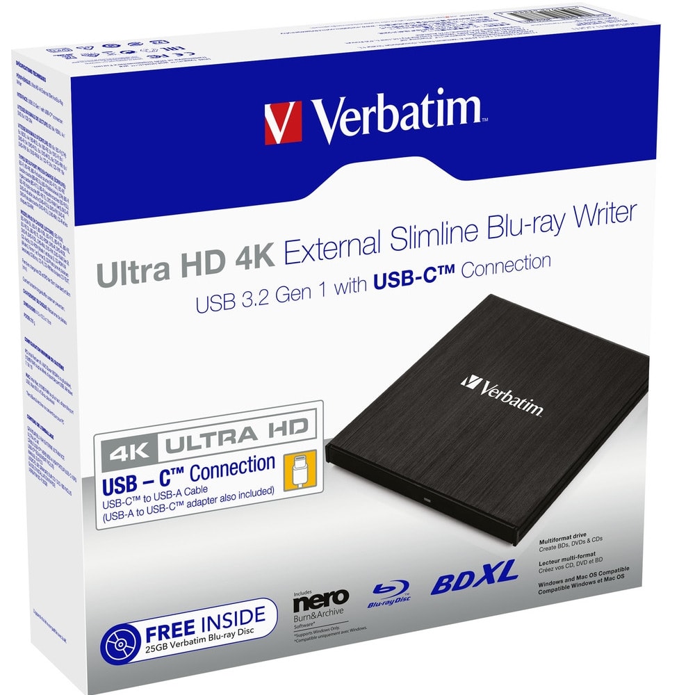 Verbatim 4K Blu-ray Writer USB-C 43888