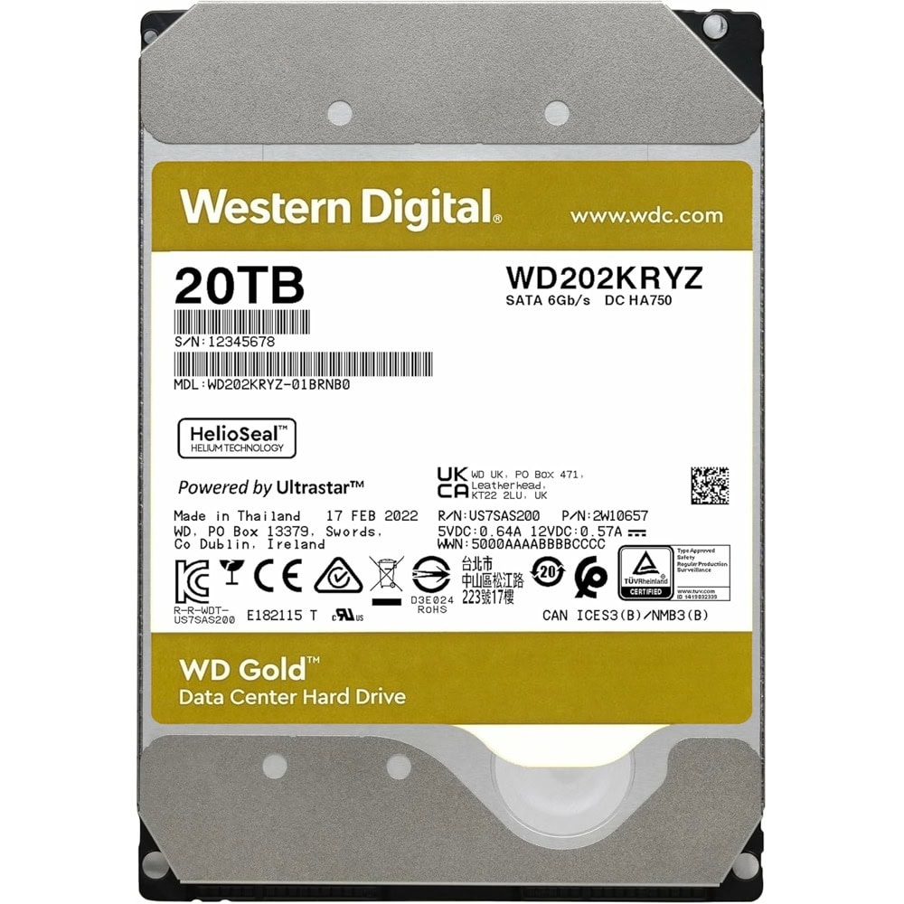 Western Digital 20TB Gold SATA III WD202KRYZ