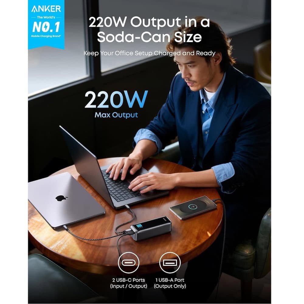 anker prime power bank 20100 mah 220w тъмносив