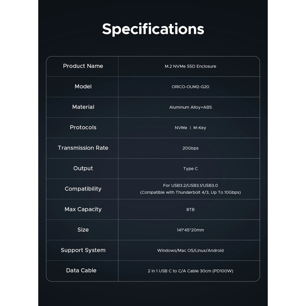 Orico OUM2-G20-SV-BP