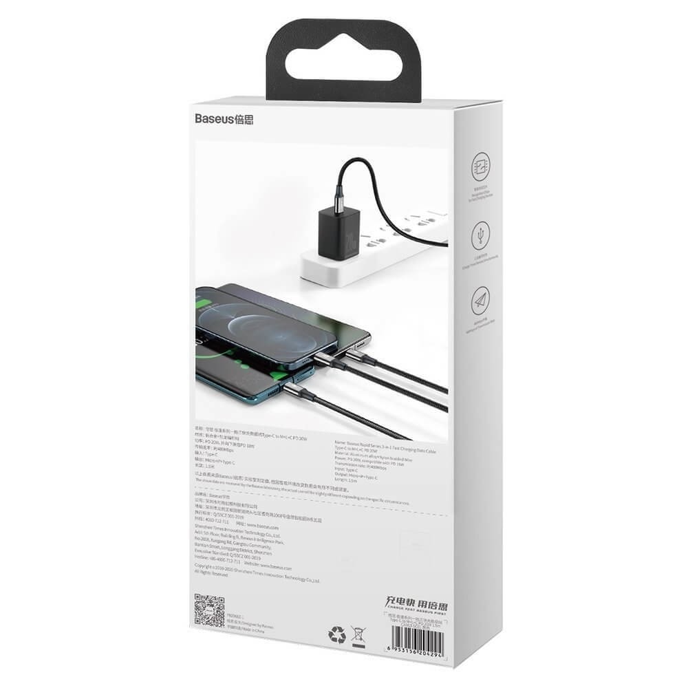 Baseus Rapid 3-in-1 USB 20W Cable CAMLT-SC01