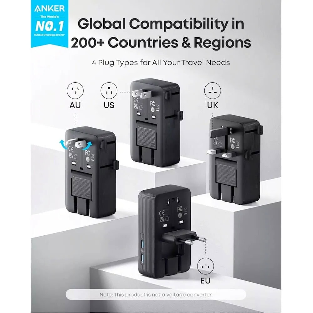 Anker Nano Travel Adapter (5-in-1 20W) A9215H11 | JAR Computers Anker Nano Travel Adapter (5-in-1 20W) A9215H11