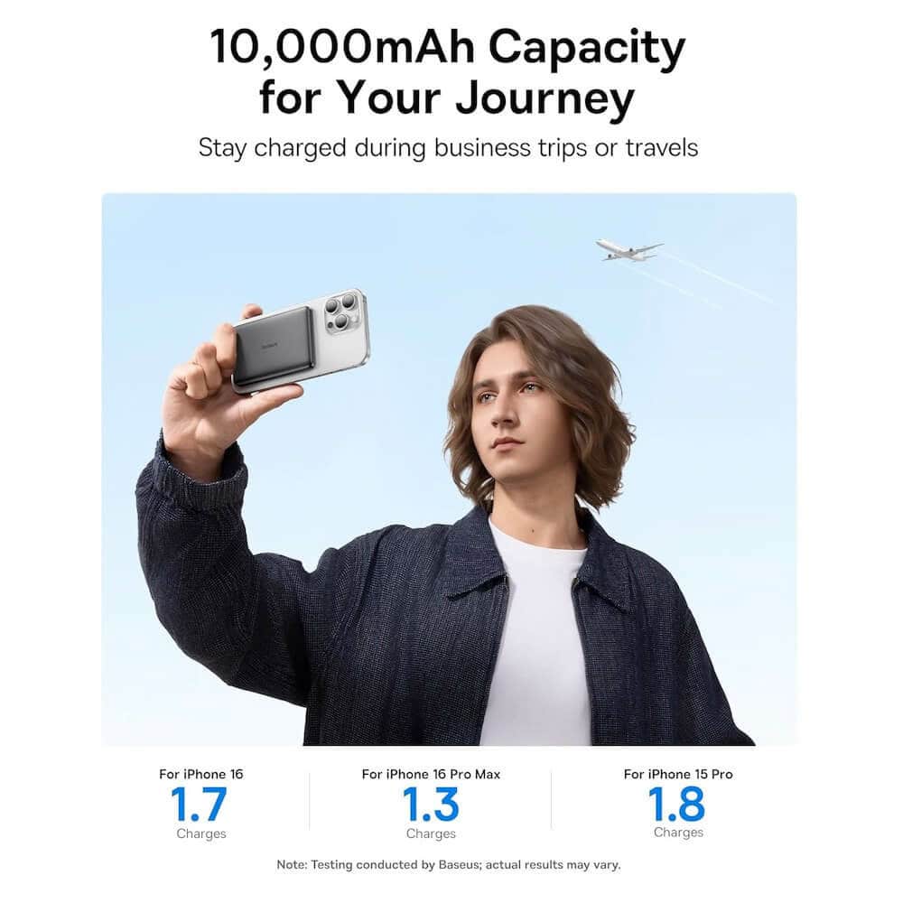 baseus picogo am41 qi2 power bank 10000mah черен