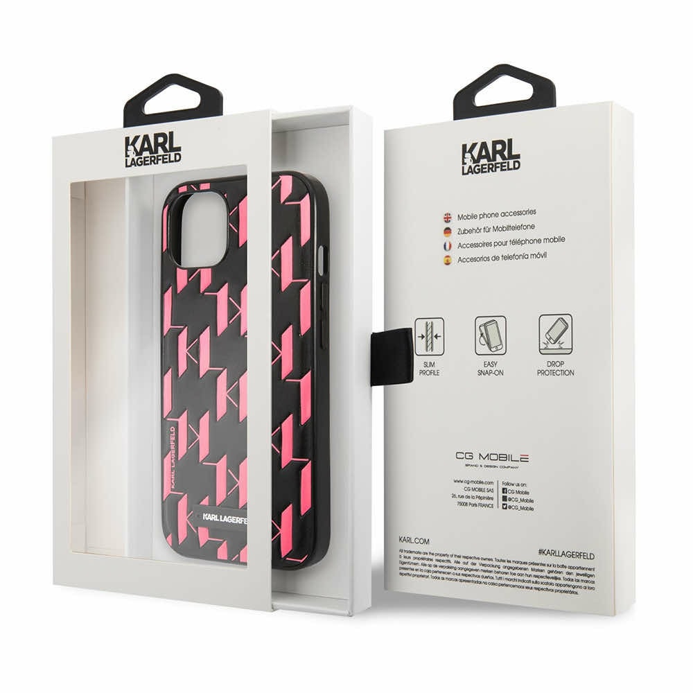Monogram Plaque Case за iPhone 13 черен
