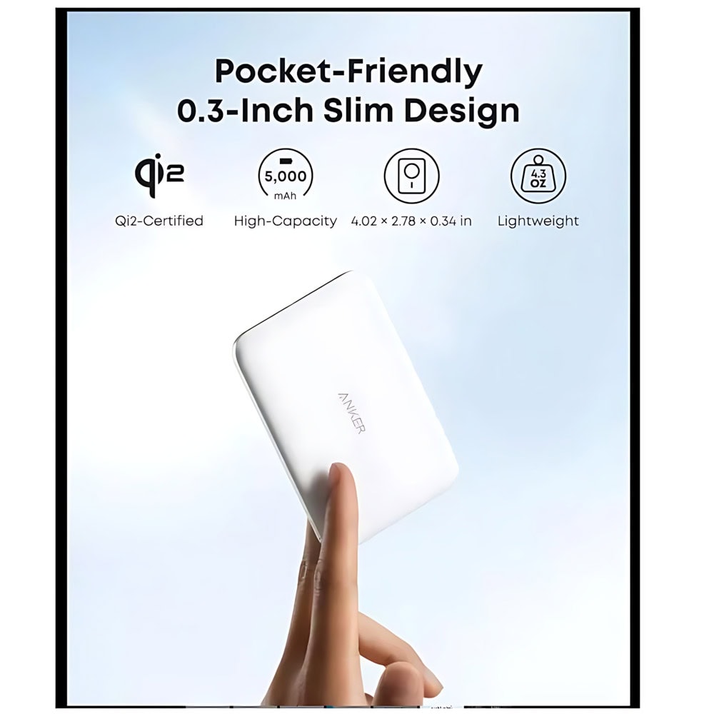 Anker Qi2 Nano MagSafe Wireless Ultra Slim White | JAR Computers Anker Qi2 Nano MagSafe Wireless Ultra Slim White