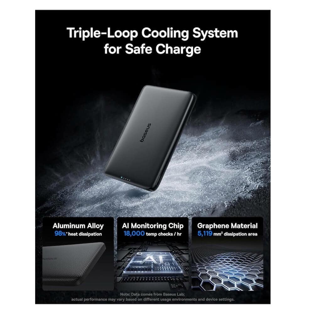 baseus picogo am41 qi2 power bank 10000mah черен