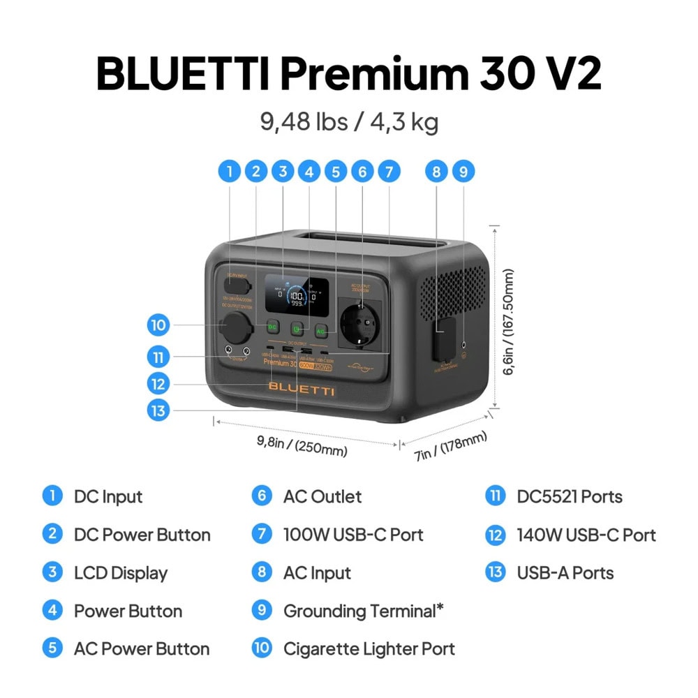bluetti premium 30 v2 p-pr30v2-eu-gy-bl-010