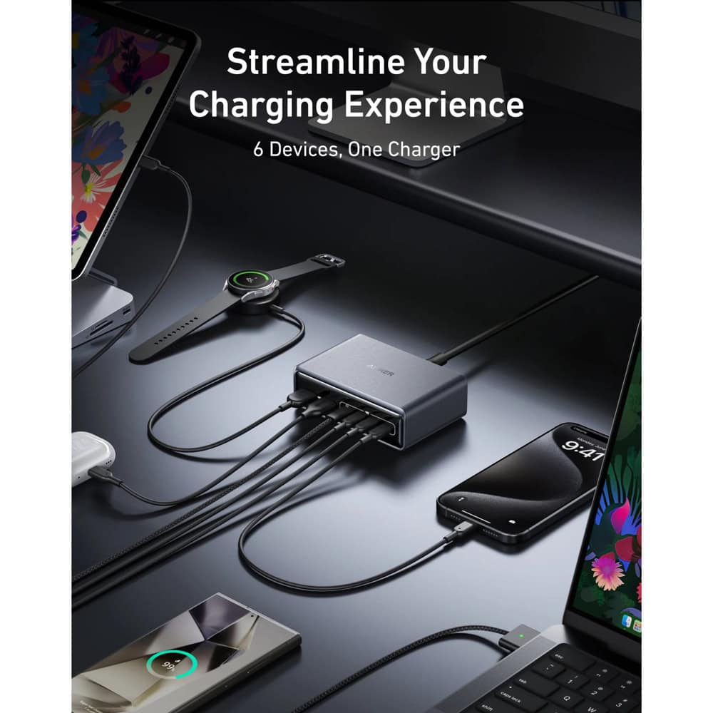 Anker Prime Charger 200W Silver | JAR Computers Anker Prime Charger 200W Silver