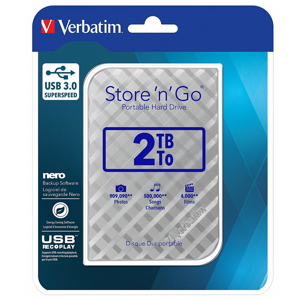 Verbatim Store n Go 2TB USB 3 0 silver
