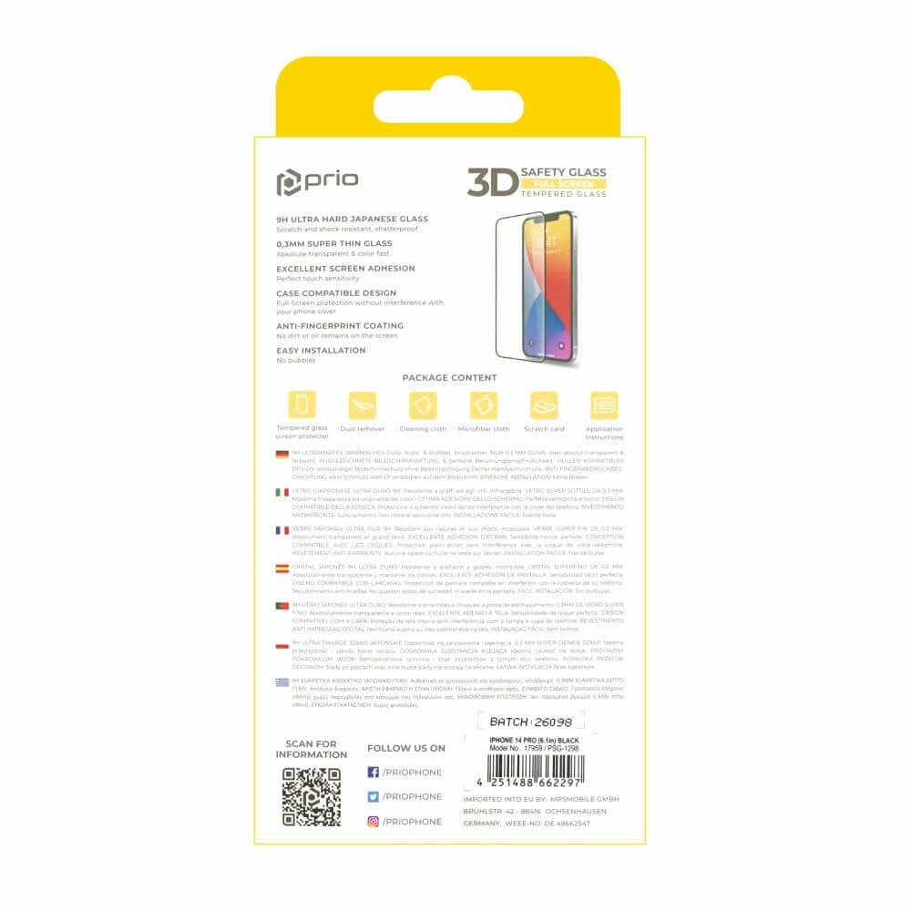 Prio 3D Glass Full Screen Curved за iPhone 14 Pro