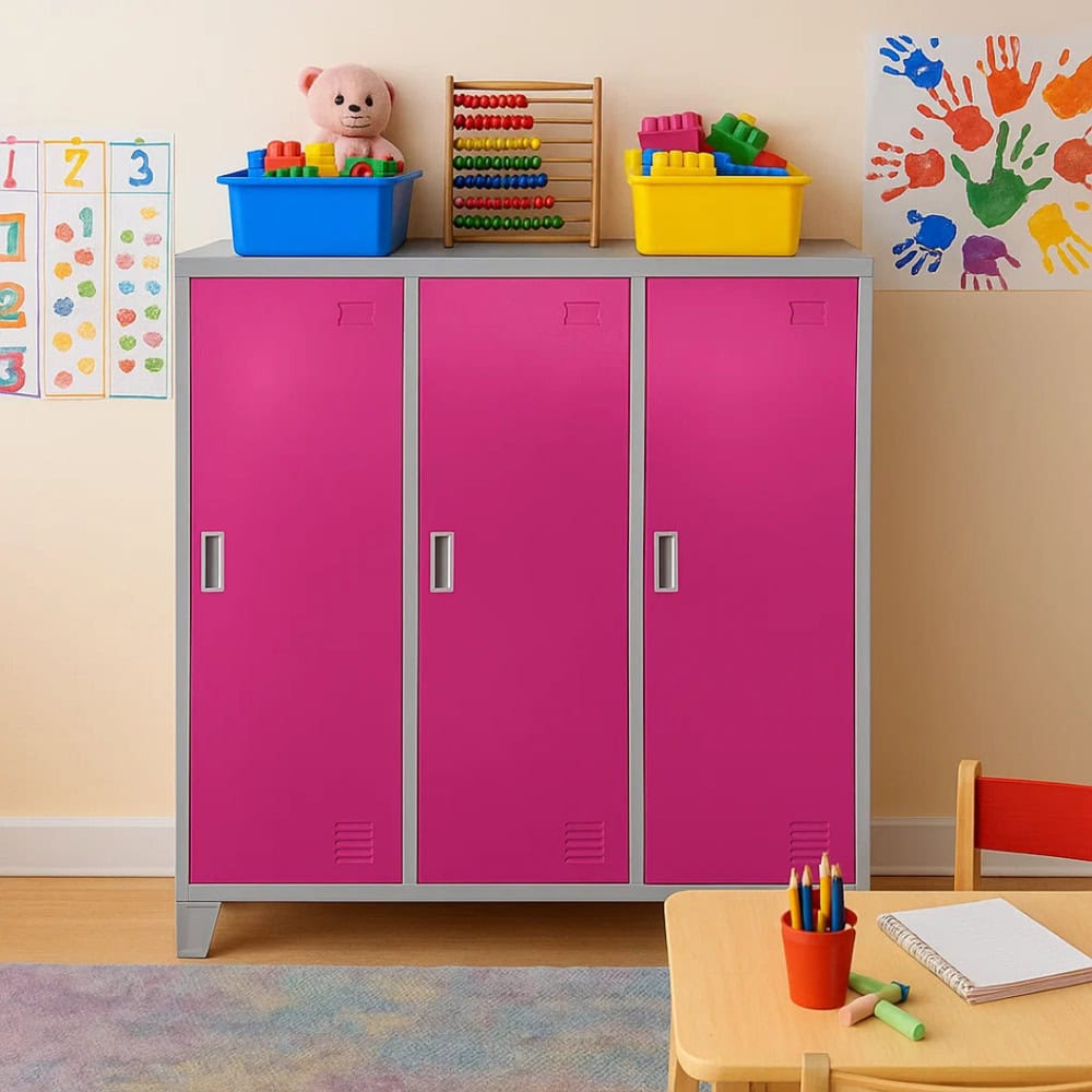 Метален шкаф Carmen CR-1605-3 JZ сив/розов