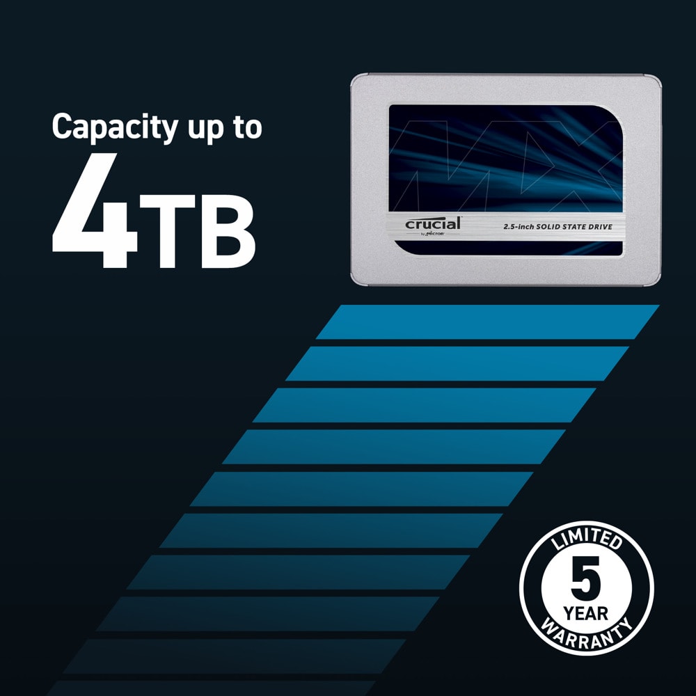 Crucial SSD MX500 4TB, SATA3, 2,5' 560r/510w MB/s