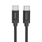 кабел hama fabric usb-c m to usb-c m 100w 3m black