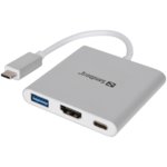 SANDBERG USB C(м) към USB A(ж), HDMI(Ж), USB C(ж)