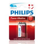 Батерия алкална Philips Power 6LR61, 9V, 1 бр.